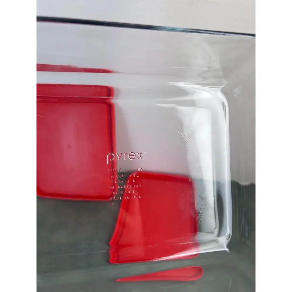 Pyrex 3 Cup & 6 Cup Glass Storage Containers w/ Red Lids USA 7210-PC Set of 2